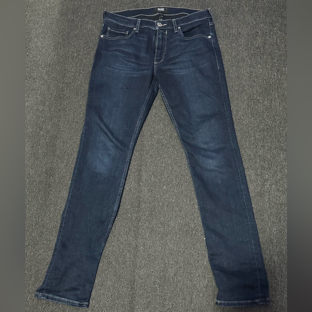 Mens Paige Lennox Slim Fit dark blue stretch jeans 31 x 33